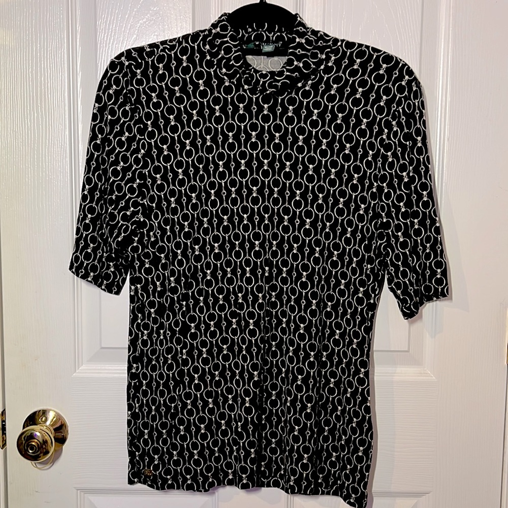 Lauren by Ralph Lauren black and white mock turtleneck shirt XL